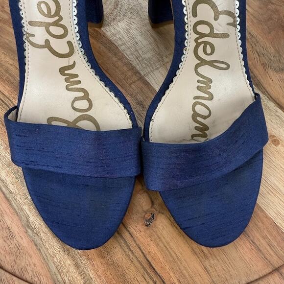 Sam Edelman Yaro Block Heel Sandal Womens 8 M Blue Suede Open Toe Ankle Strap - Picture 8 of 10
